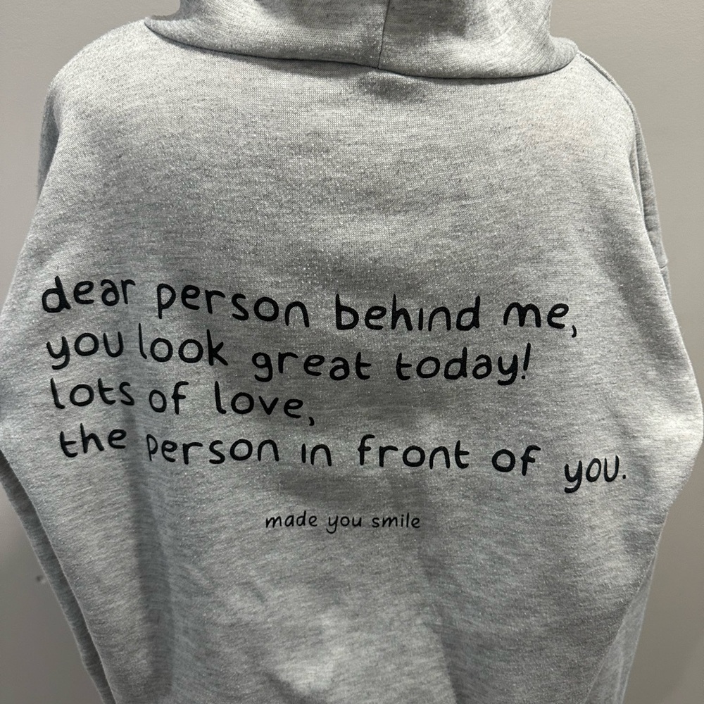 Gray Hoodie with 'Made You Smile' Print - Picture 5 of 7